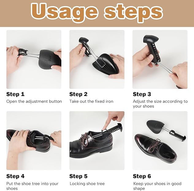 Shoe Trees for Men, Shoe Stretcher, Adjustable Length, Shoe Shape Holder