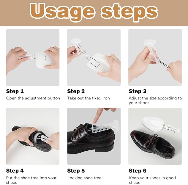 Shoe Trees for Men, Shoe Stretcher, Adjustable Length, Shoe Shape Holder
