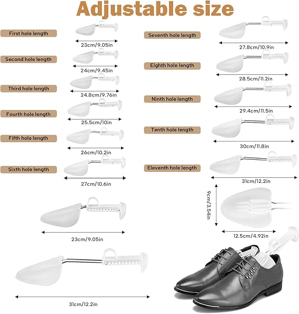 Shoe Trees for Men, Shoe Stretcher, Adjustable Length, Shoe Shape Holder