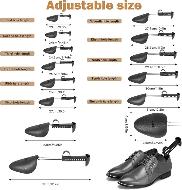 Shoe Trees for Men, Shoe Stretcher, Adjustable Length, Shoe Shape Holder