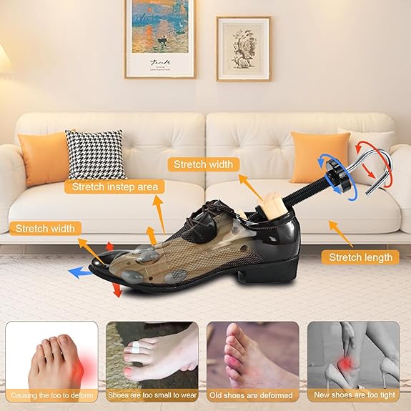 Wooden Shoe Stretcher for Women Men, Pair 4-Way Shoe Expander & Widener for Adjustable Length & Width