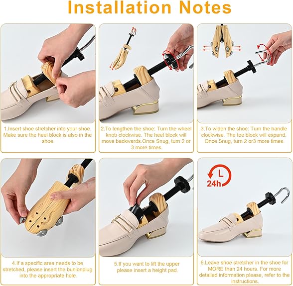 Wooden Shoe Stretcher for Women Men, Pair 4-Way Shoe Expander & Widener for Adjustable Length & Width