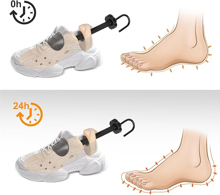 Wooden Shoe Stretcher Women Men, 4-Way Shoe Widener Expander for Stretches Length & Width