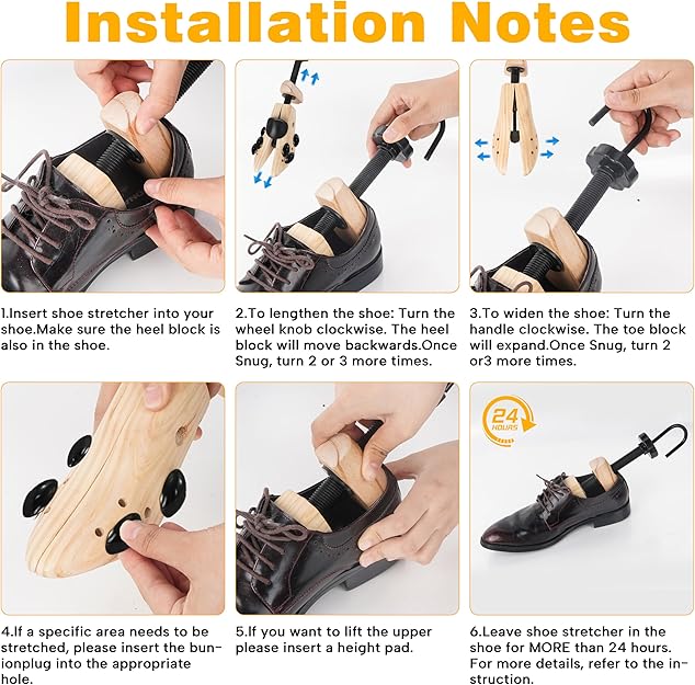 Wooden Shoe Stretcher Women Men, 4-Way Shoe Widener Expander for Stretches Length & Width