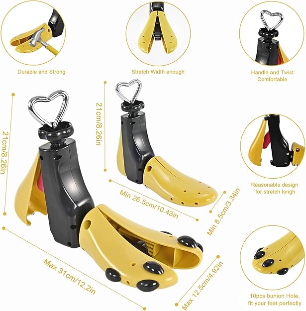 Shoe Stretcher Women Men, Boot Stretcher Wide Feet, 4-Way Boot Widener & Expander for Adjustable Length & Width