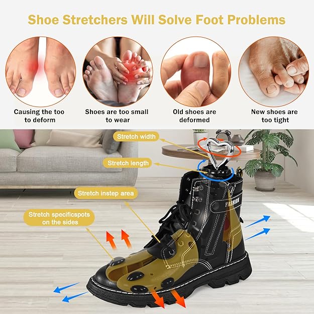 Shoe Stretcher Women Men, Boot Stretcher Wide Feet, 4-Way Boot Widener & Expander for Adjustable Length & Width