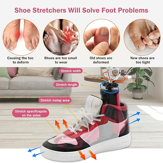 Shoe Stretcher Women Men, Boot Stretcher Wide Feet, 4-Way Boot Widener & Expander for Adjustable Length & Width