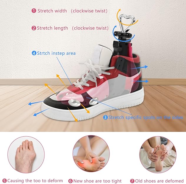 VIVEBEI Shoe Stretcher Women Men, Boot Stretcher Wide Feet, 4-Way Shoe Widener & Expander for Stretch Length & Widthh; S for Women’s 6-11; Men