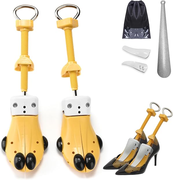 VIVEBEI Shoe Stretcher for Women and Men with Wide Feet, Shoe Tree Width and Length Adjustable 4-way Stretch,Yellow for Women