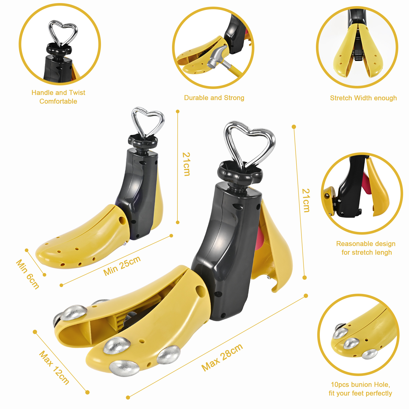 Shoe Stretcher Women Men, Boot Stretcher Wide Feet, 4-Way Shoe Widener & Expander for Stretch Length & Width
