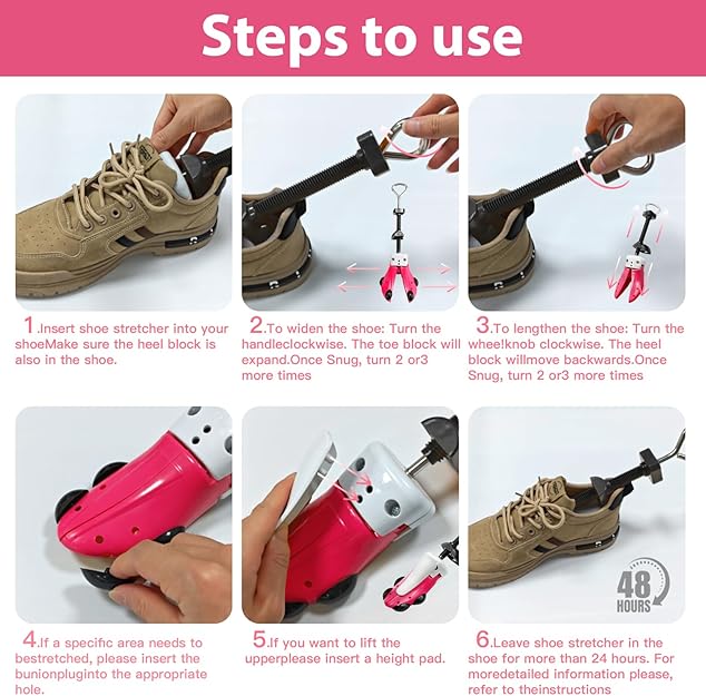 Shoe Stretcher for Women and Men with Wide Feet, Shoe Tree Width and Length Adjustable 4-way Stretch