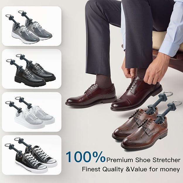Shoe Stretcher for Women and Men with Wide Feet, Shoe Tree Width and Length Adjustable 4-way Stretch