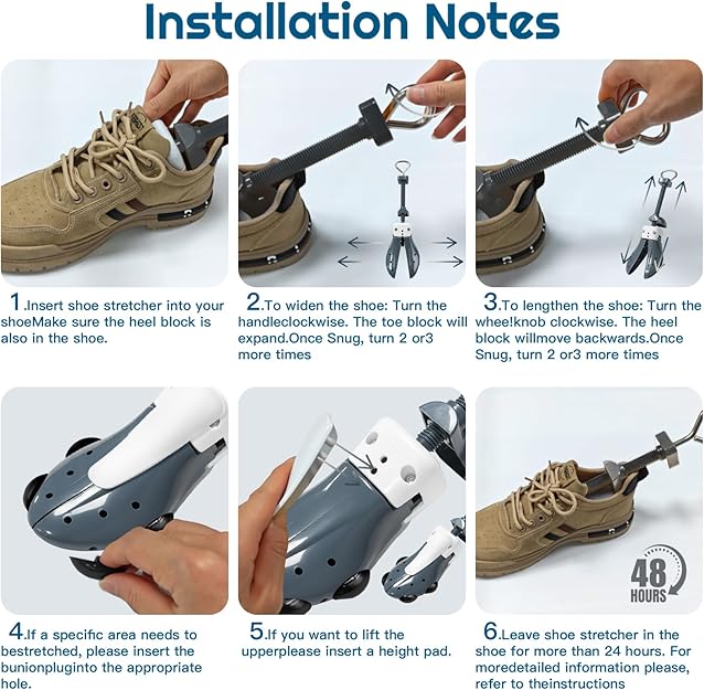 Shoe Stretcher for Women and Men with Wide Feet, Shoe Tree Width and Length Adjustable 4-way Stretch